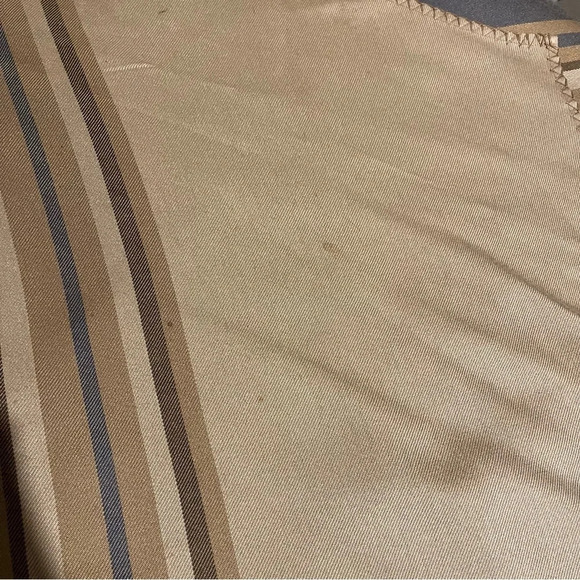 Coldwater Creek Boho Faux Wrap Midi Skirt Tan Grey Geometric Stripe Draped Sz L - Picture 10 of 11